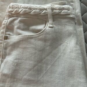 Judy Blue High Rise White Braided Waist Band Wide Leg Jean